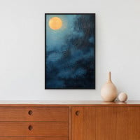 Quadro Decorativo Lua Dourada