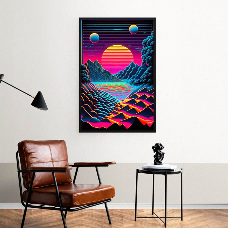 Quadro Decorativo Sunset Retrowave