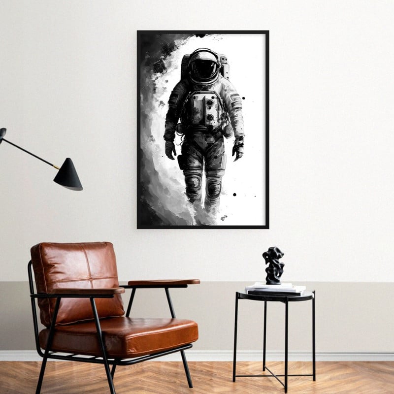 Quadro Decorativo Astronauta P&B