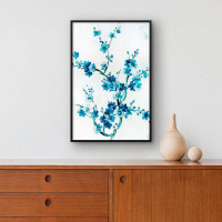 Quadro Decorativo Flores Azul Aquarela