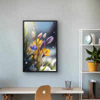 Quadro Decorativo Flores Sob a Neve