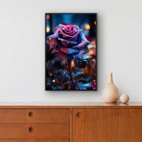 Quadro Decorativo Rosa com Gotículas