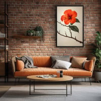 Quadro Decorativo Hibisco Laranja