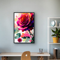 Quadro Decorativo Rosa Aquarela