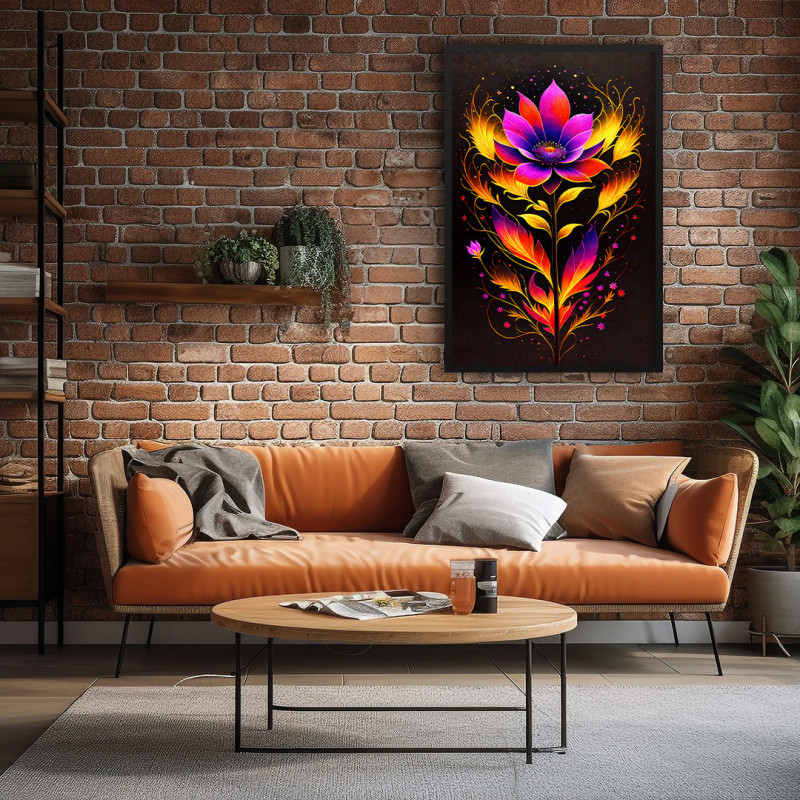 Quadro Decorativo Flor de Lótus Neon