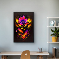 Quadro Decorativo Flor de Lótus Neon