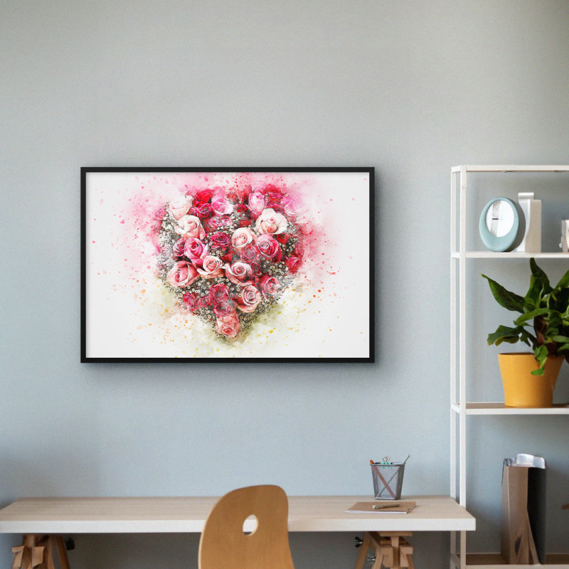 Quadro Decorativo Buque de Rosas Aquarela I