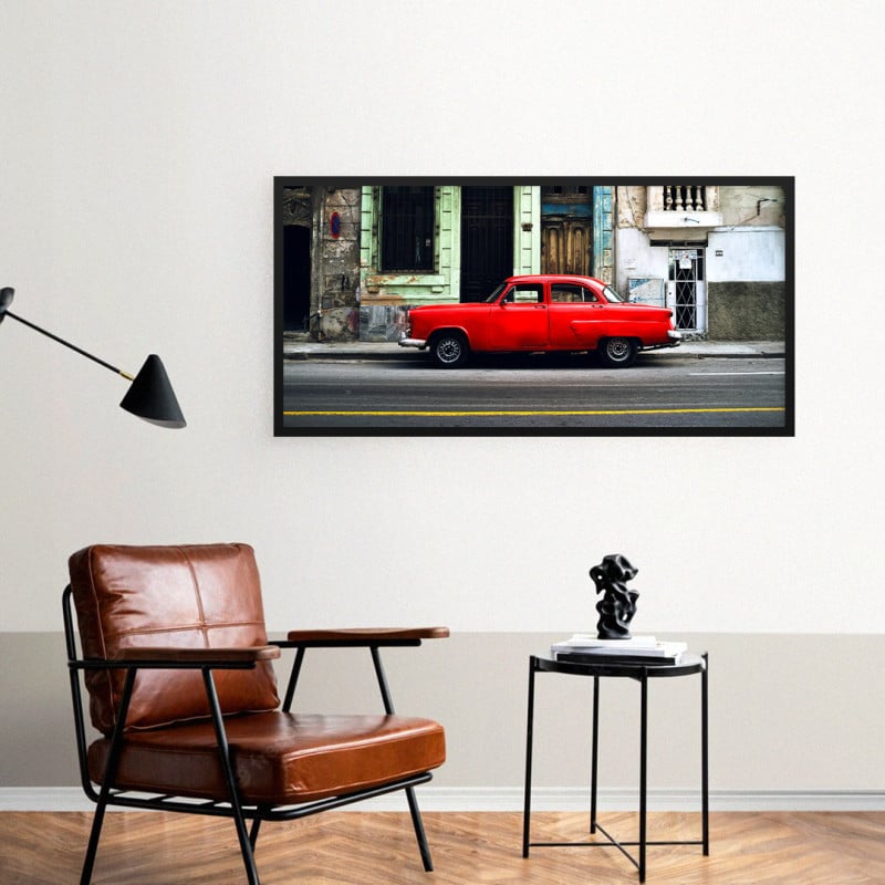 Quadro Decorativo Carro Vintage Vermelho