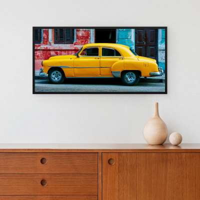 Quadro Decorativo Carro Clássico Amarelo