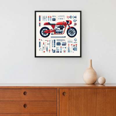 Quadro Decorativo Peças de Moto