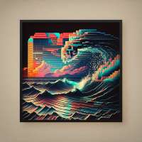 Quadro Decorativo Sea ​​Wave Vaporwave