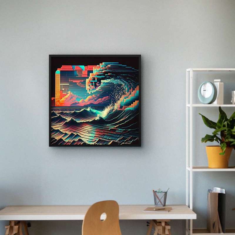 Quadro Decorativo Sea ​​Wave Vaporwave