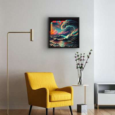 Quadro Decorativo Sea ​​Wave Vaporwave