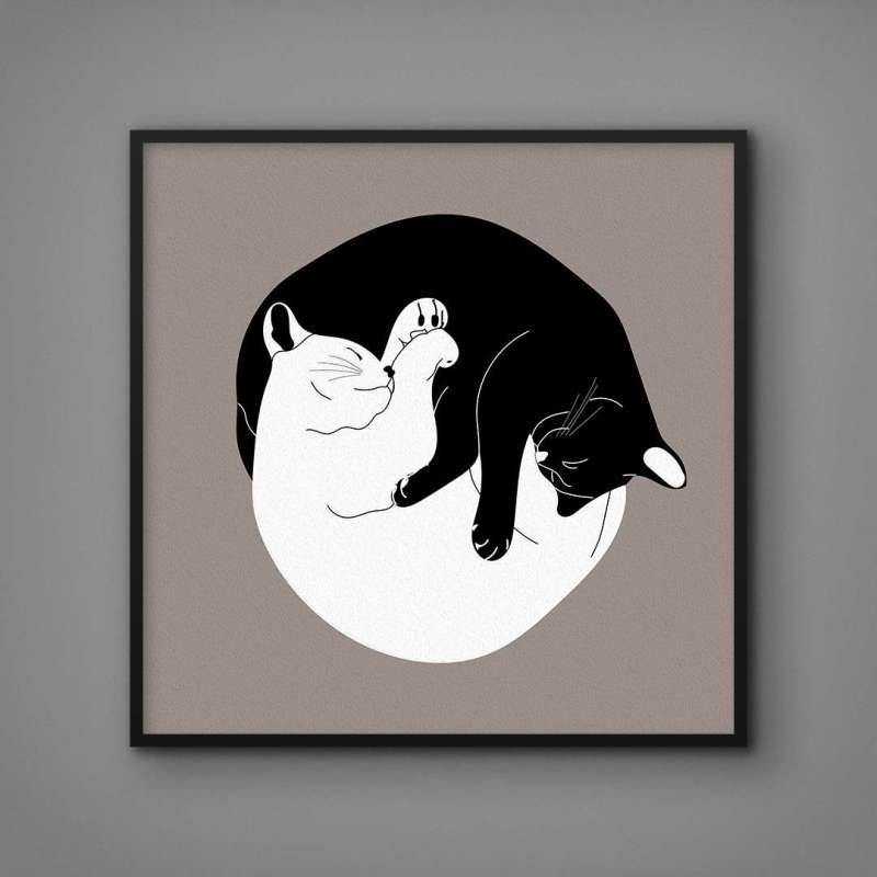 Quadro Decorativo Yin-yang Felino