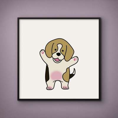 Quadro Decorativo Beagle Feliz