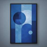 Quadro Decorativo Geométrico Tons de Azul