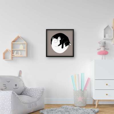 Quadro Decorativo Yin-yang Felino