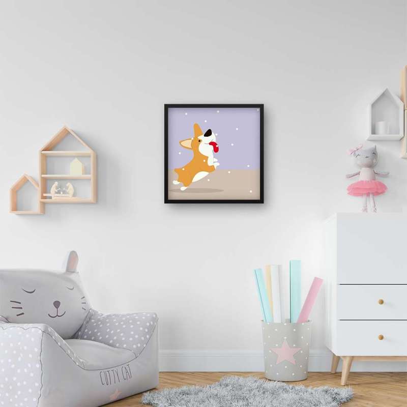 Quadro Decorativo Corgi na Neve